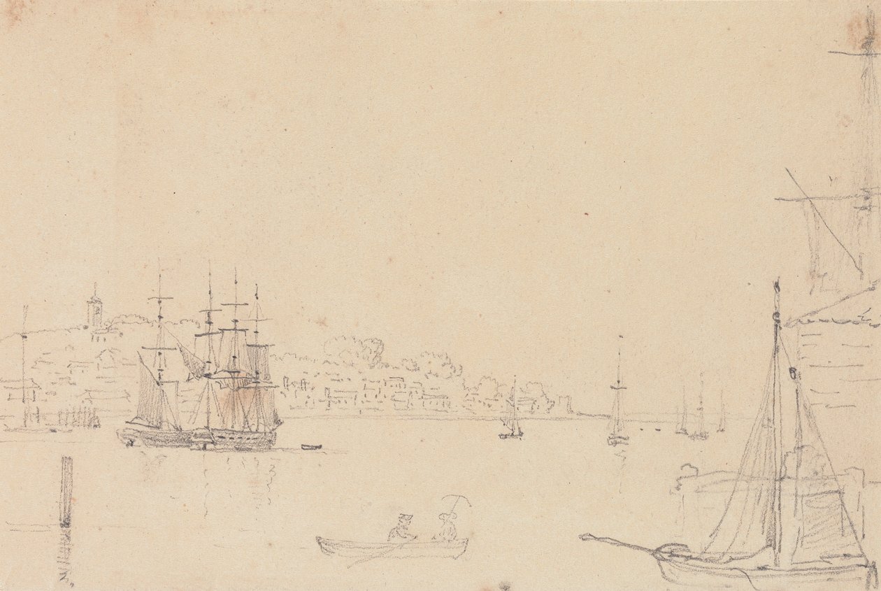 Sketch of Ships near West Cowes, Isle of Wight by Capt. Thomas Hastings