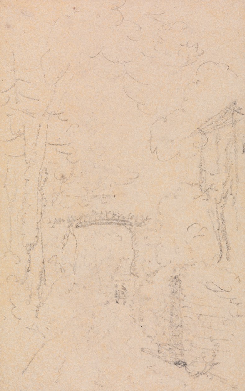 Sketch of a Tree-lined Road and Bridge, Shorwell by Capt. Thomas Hastings
