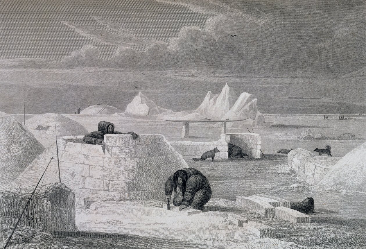 Eskimaux Building a Snow-Hut, from 