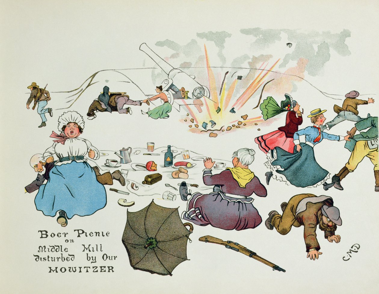Boer Picnic on Middle Hill disturbed by our Howitzer, from 