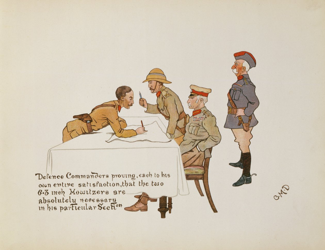 Defence Commanders proving that the two 6.3 inch Howitzers are absolutely necessary in his particular section (from The Leaguer of Ladysmith, 1900) by Captain Clive Dixon