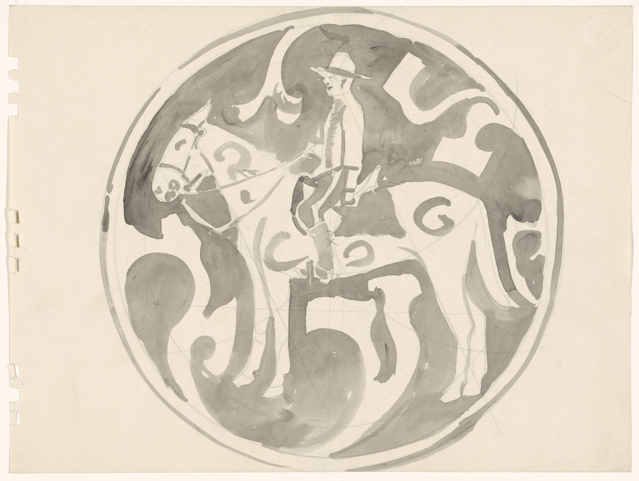 Design for a Plate with a Canadian Mountie by Carel Adolph Lion Cachet