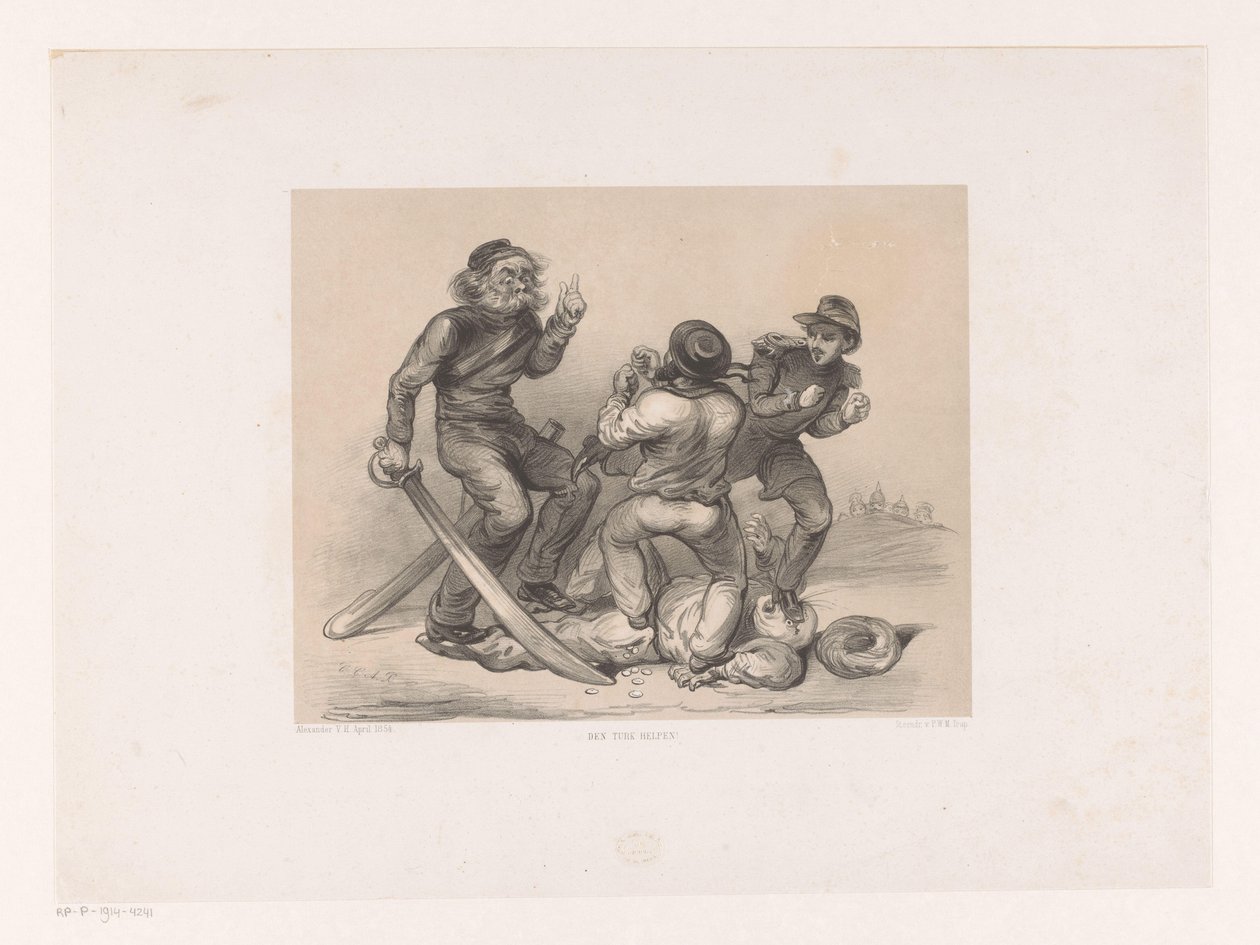Three Men in Combat Trampling a Turk by Carel Christiaan Antony Last