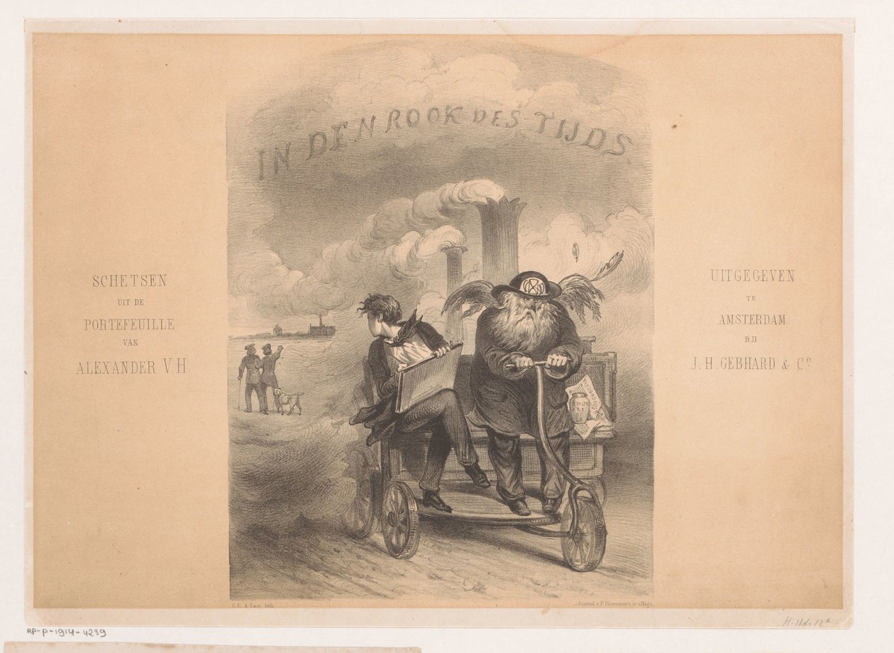 Father Time and Artist on a Steam Engine by Carel Christiaan Antony Last