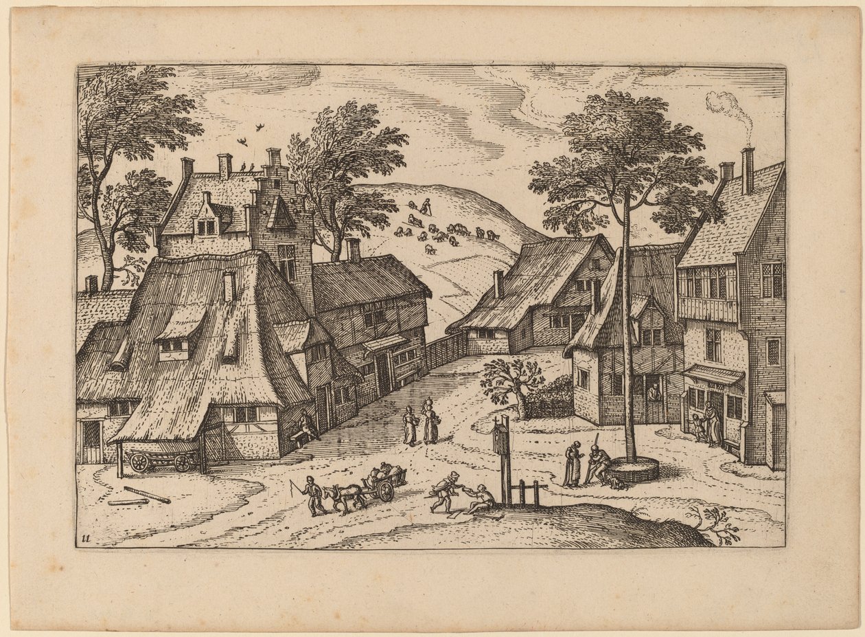 Village Square with Shrine by Carel Collaert