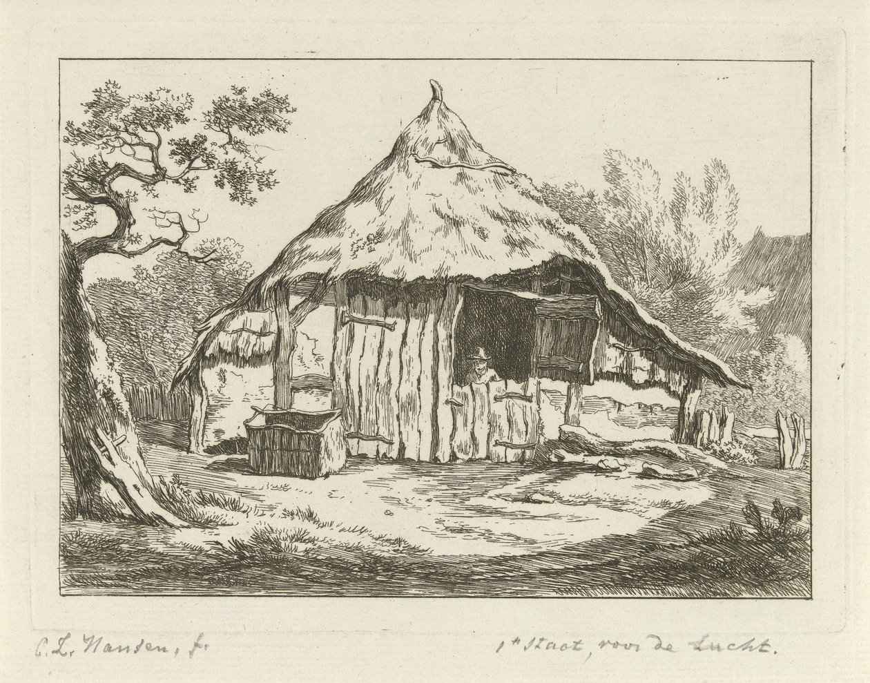 Farmhouse with Open Upper Door by Carel Lodewijk Hansen