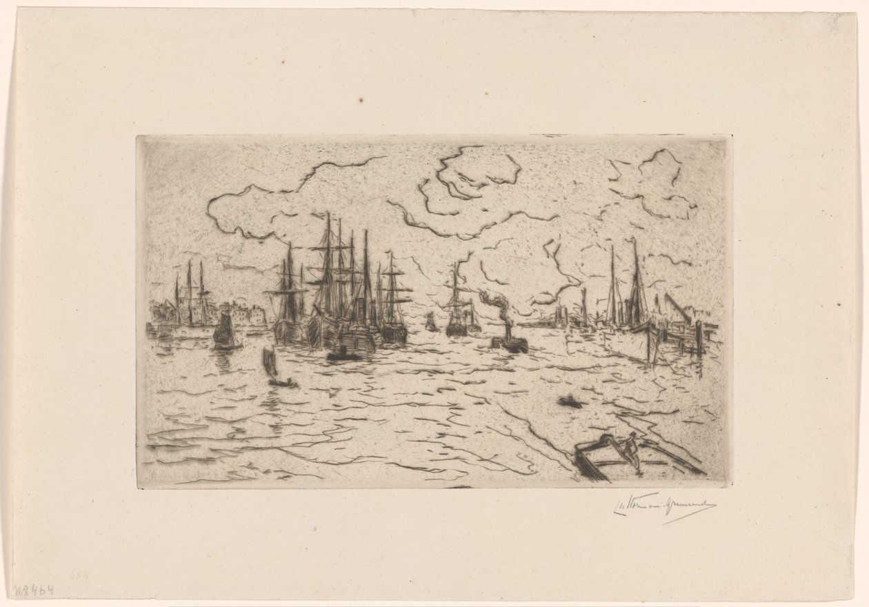Ships on the Maas by Carel Nicolaas Storm van 
