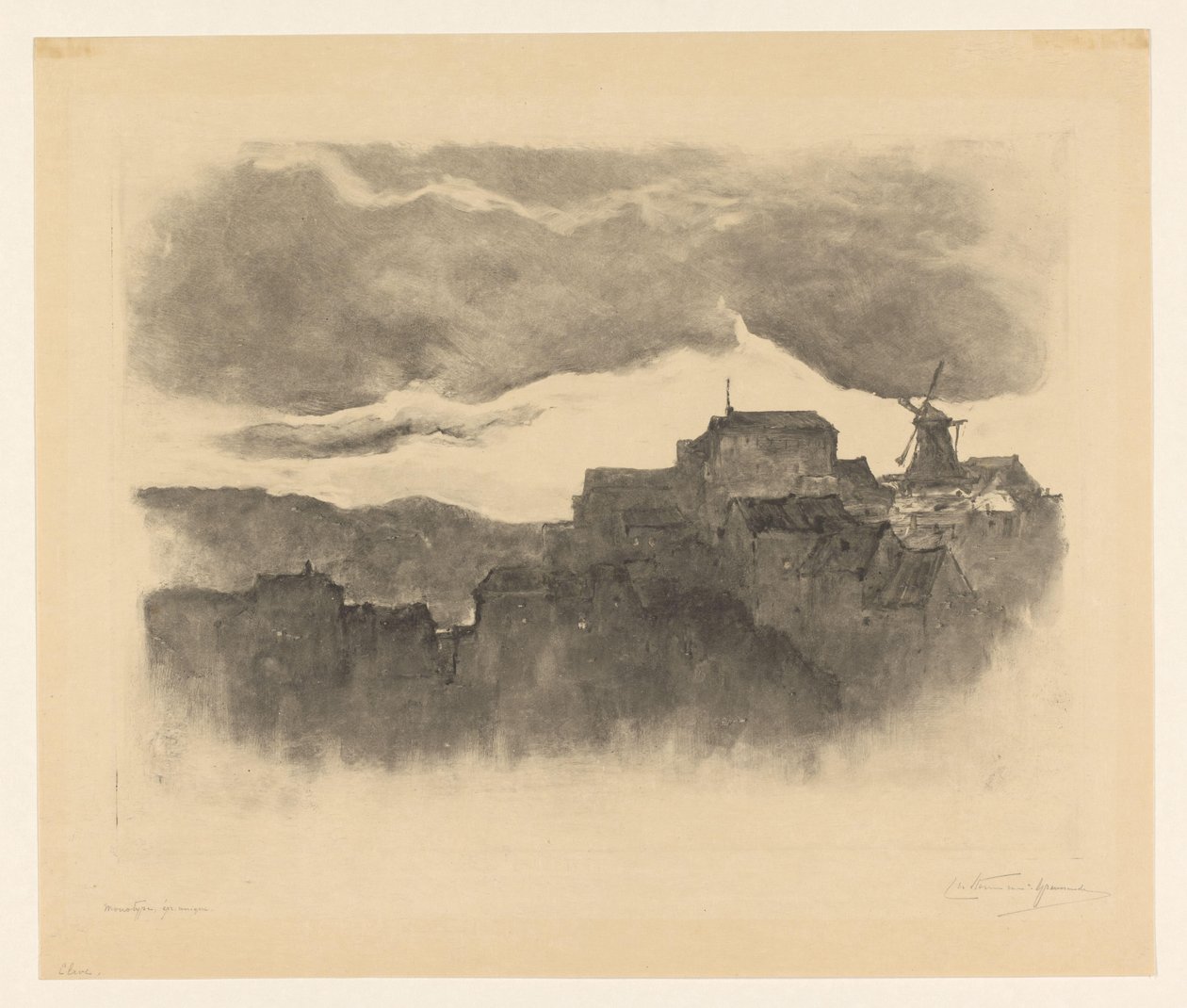 City with Mill on a Hill by Carel Nicolaas Storm van 