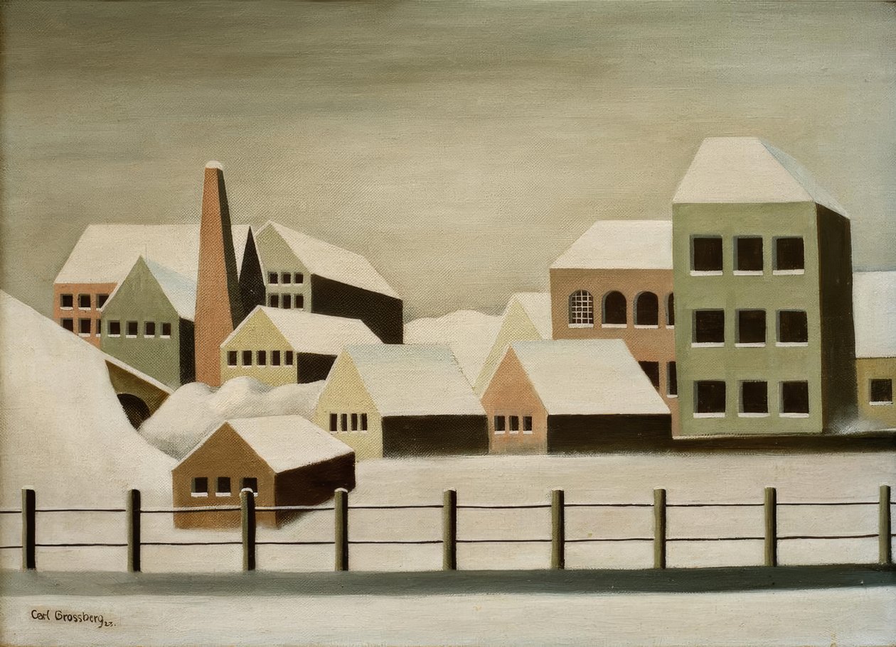 Factory Landscape in the Snow by Carl Grossberg