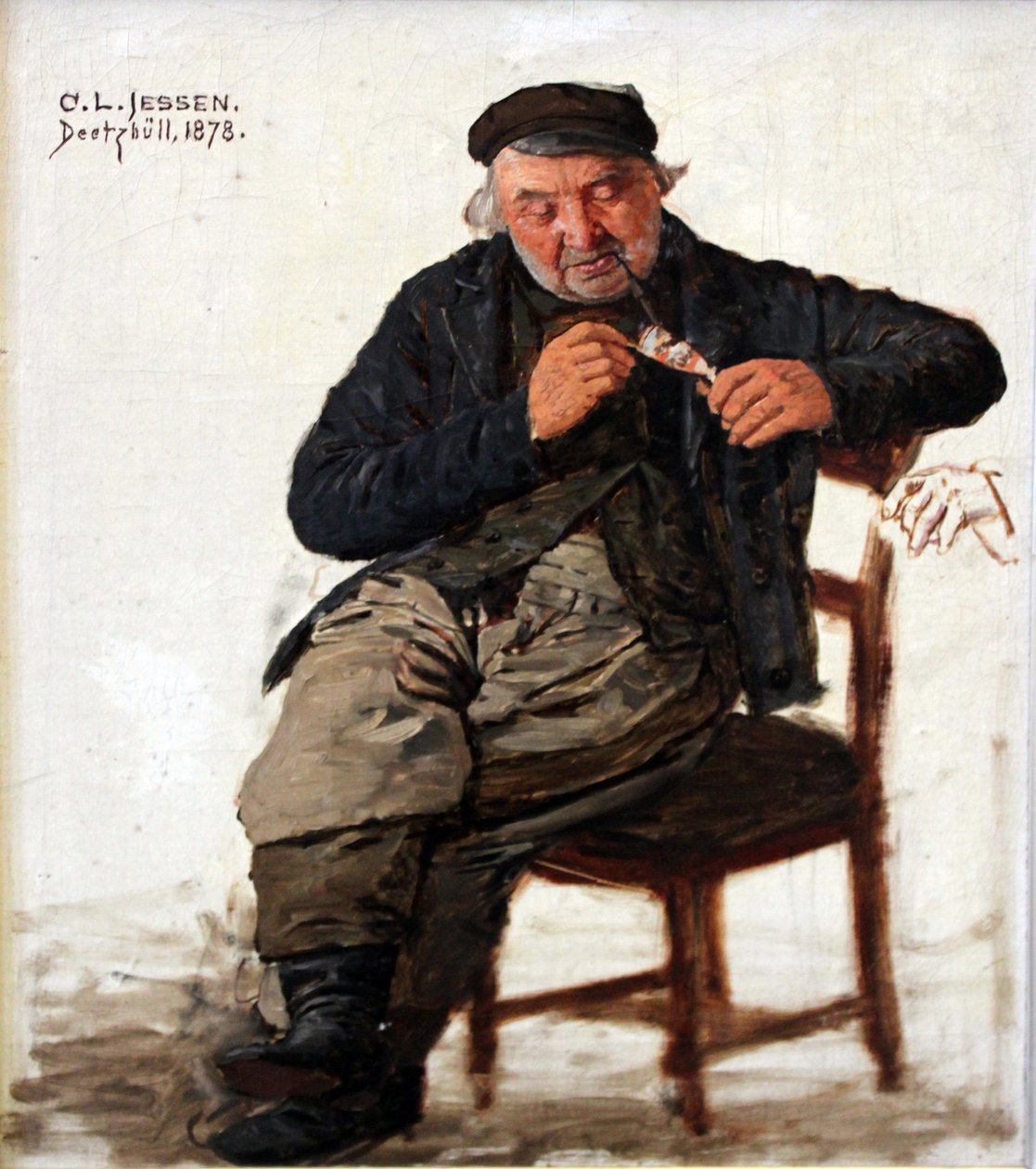 Portrait Study of a Man with a Pipe by Carl Ludwig Jessen