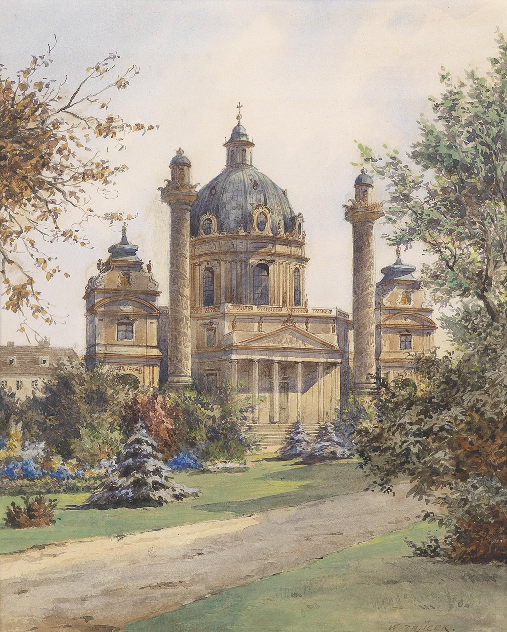 The Karlskirche in Vienna by Carl Wenzel Zajicek