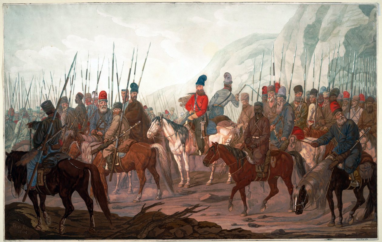 March of the Ural Cossacks through Bohemia by Carl Adolph Heinrich Hess