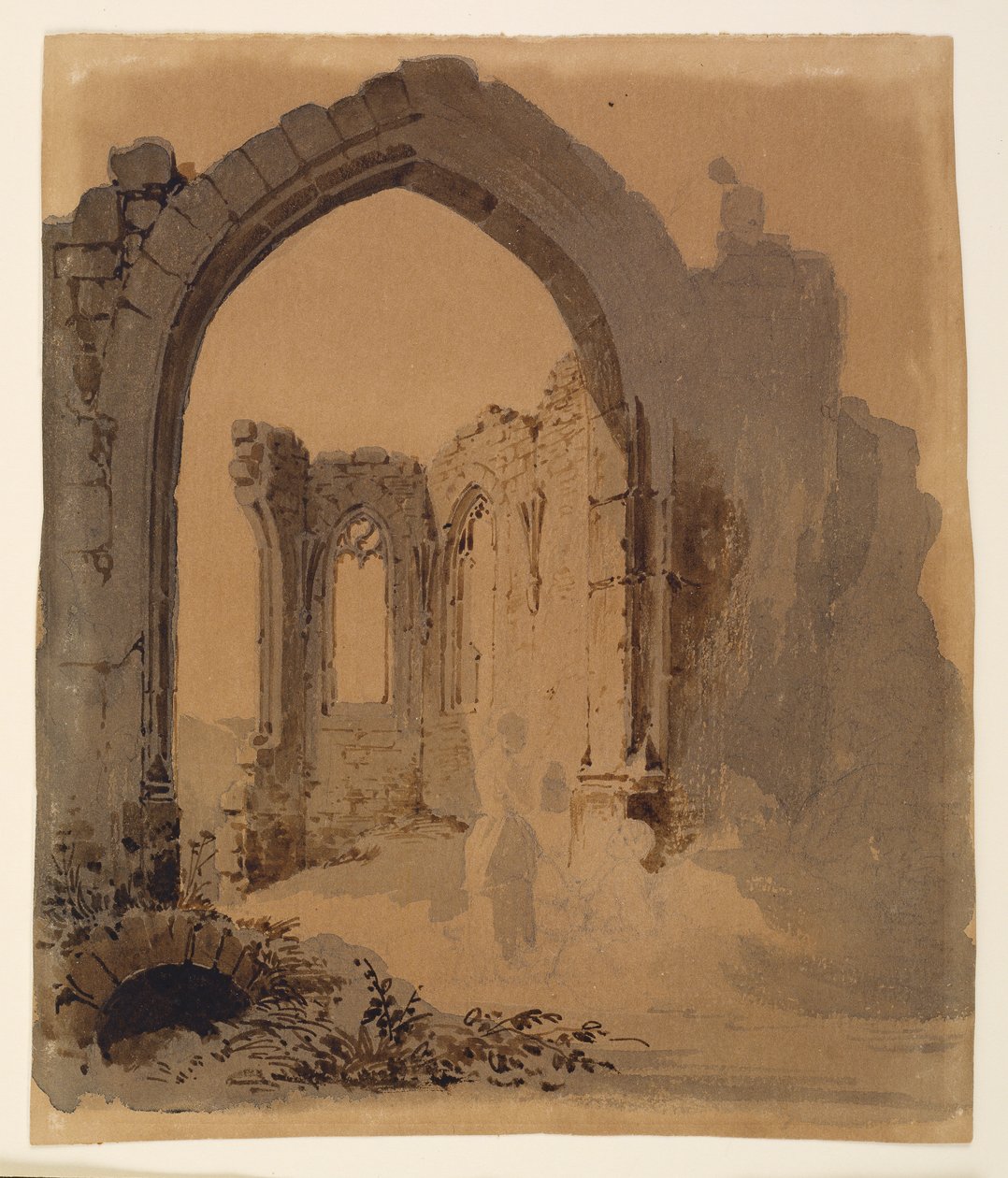 Gothic Church Ruin with Two Women by Carl Blechen