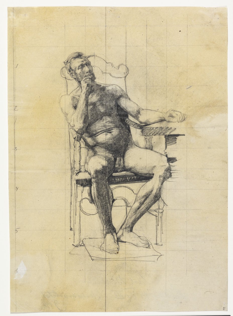 Male Model Figure. Study for the Figure of Frederik III in the University Painting 1887-89 by Carl Bloch