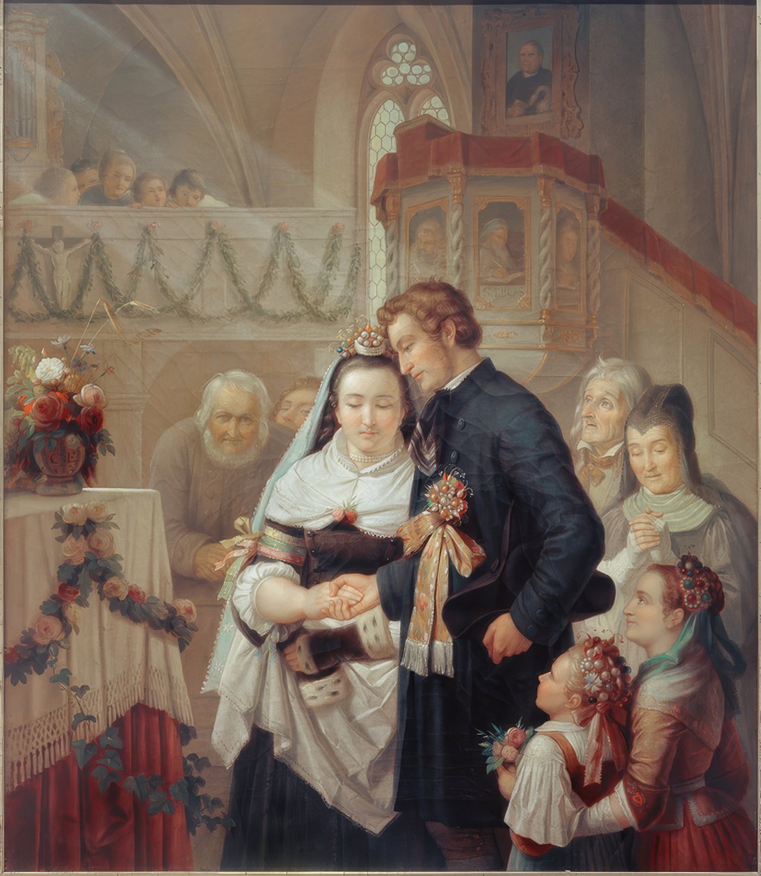 Wedding in the Church of Londorf by Carl Engel von Rabenau