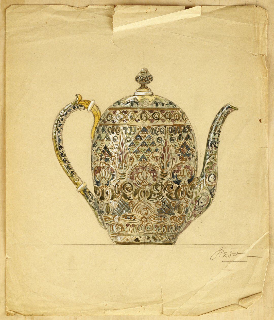Design for an Ovoid Silver-Gilt Cloisonne Enamel Coffee Pot, House of Carl Faberge by Carl Fabergé