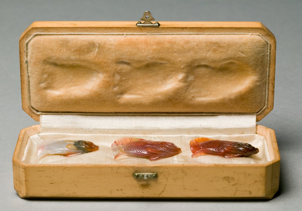 Set of Three Fish in Original Box, c.1890 by Carl Fabergé