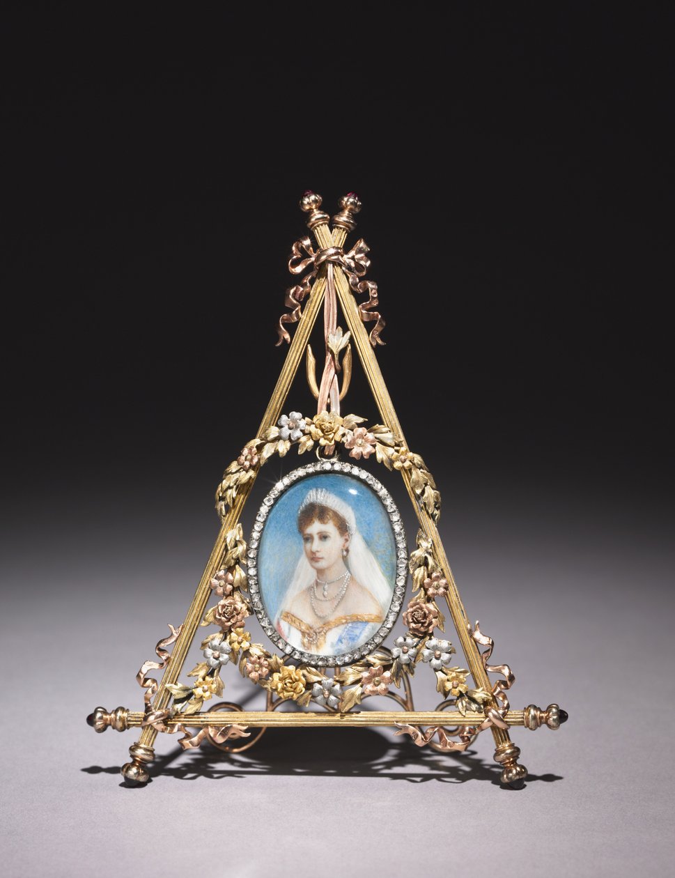 Triangular Frame with Portrait of Czarina Alexandra Feodorovna, 1896-1908 by Carl Fabergé