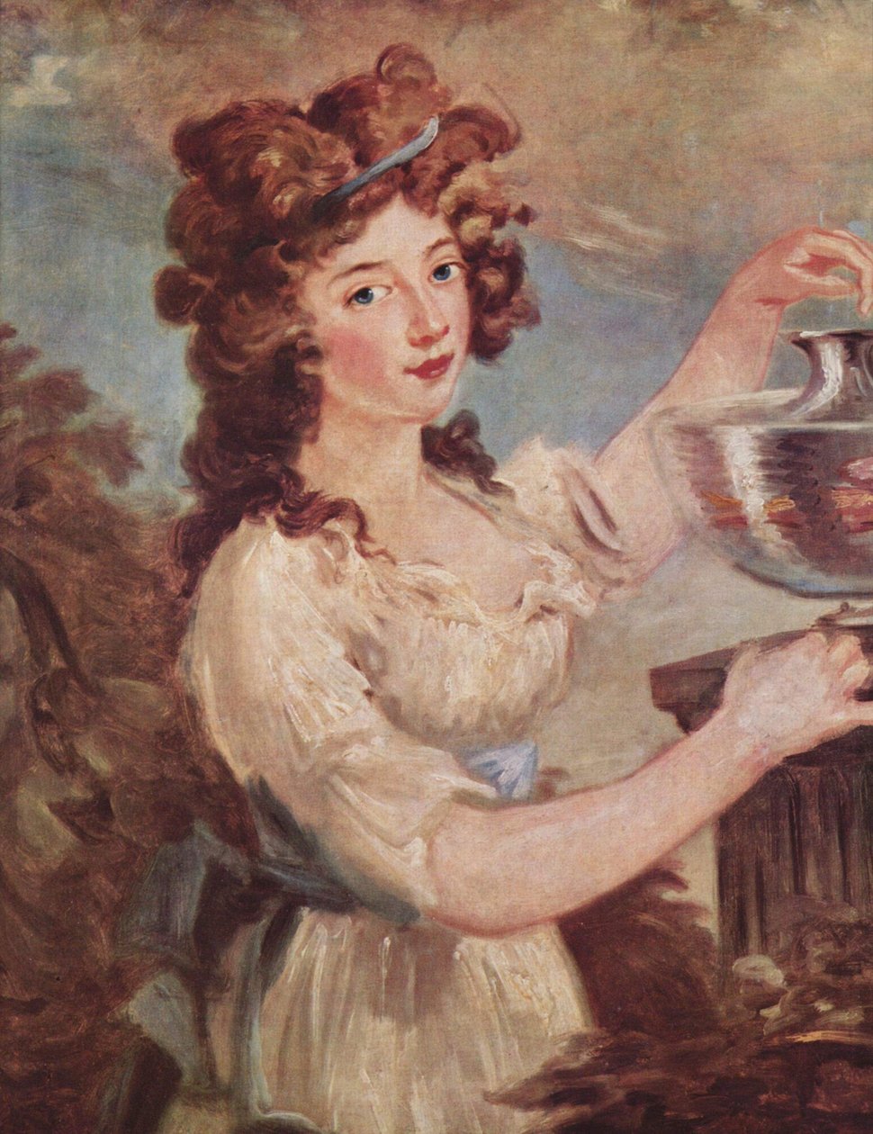 Portrait of a Young Lady with a Goldfish by Carl Frederik von Breda
