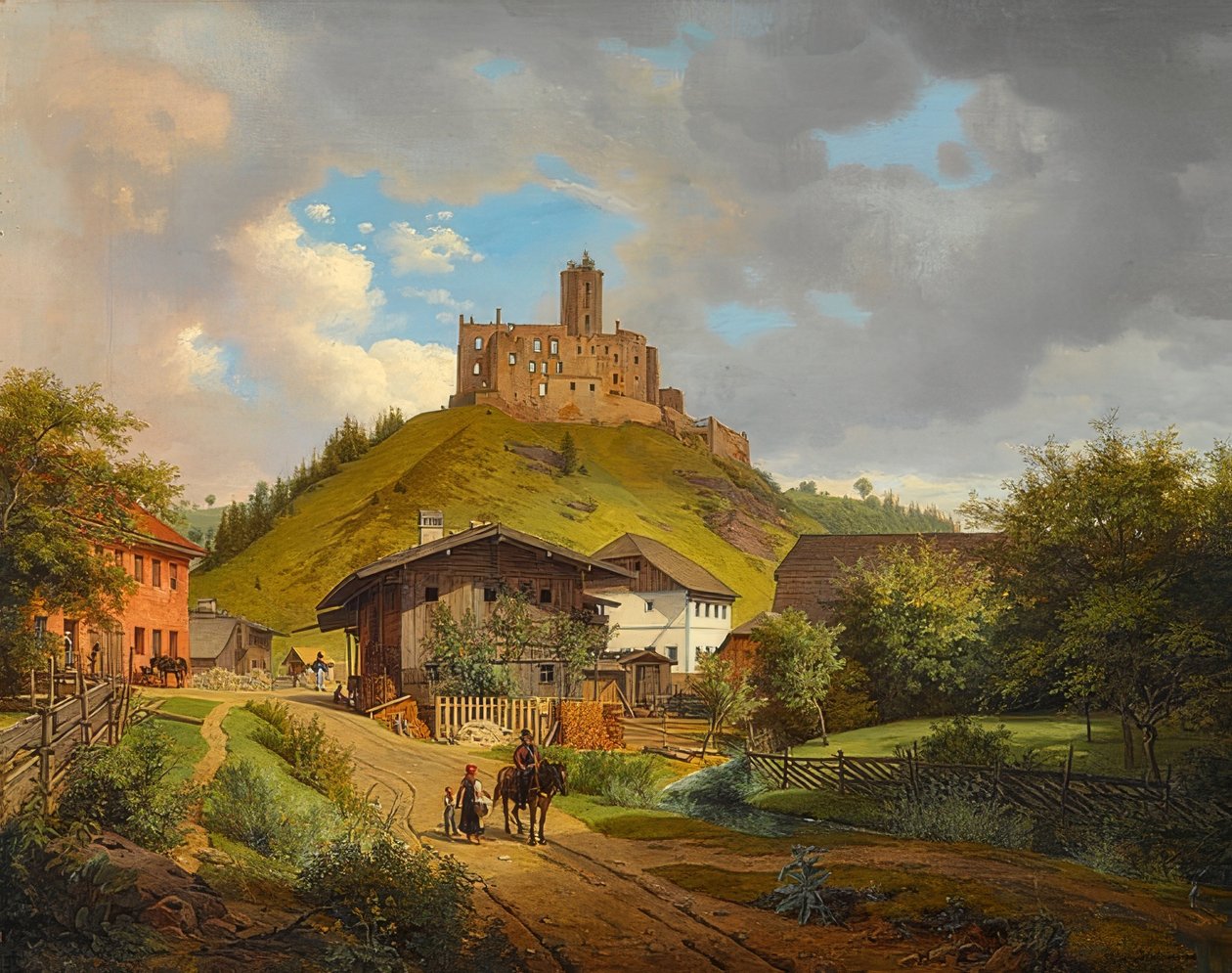 Hilgartsberg Castle Ruins and View of Hofmark on the Danube, 1829 by Carl Friedrich Heinzmann