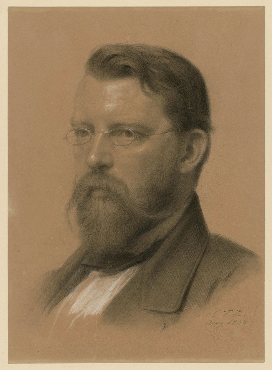 Emanuel Leutze, History Painter, Bust Portrait with Glasses Facing Left by Carl Friedrich Lessing