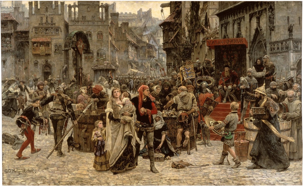 Valdemar Atterdag Holding Visby to Ransom, 1361 by Carl Gustaf Hellqvist