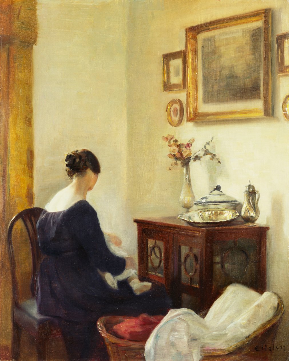 A Mother and a Child in an Interior by Carl Holsoe
