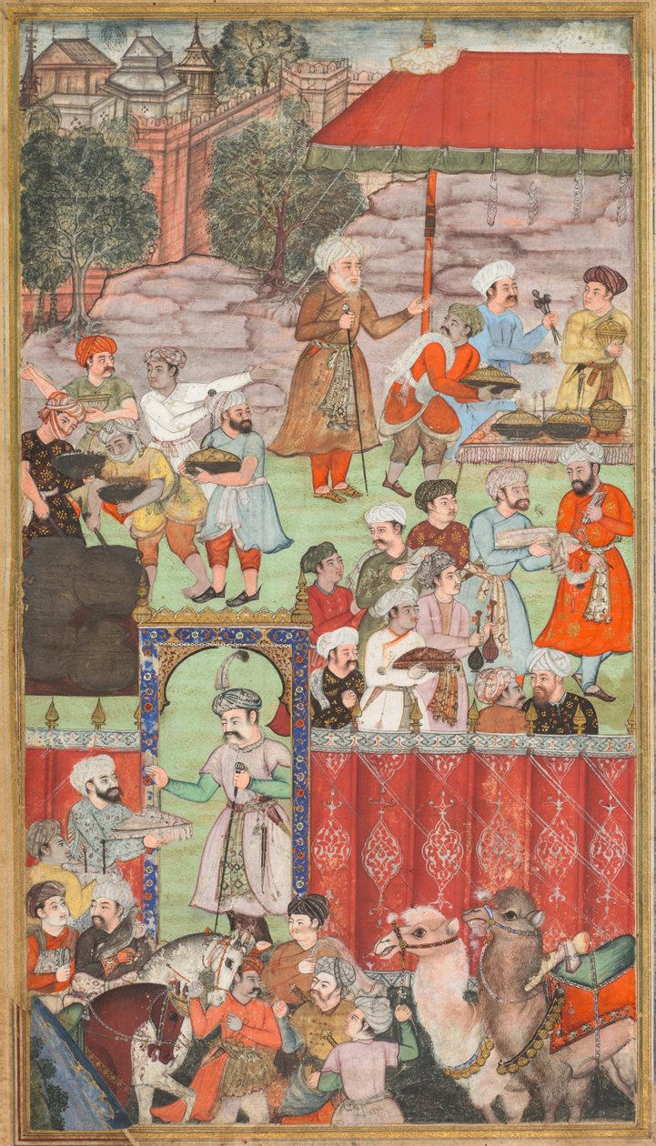 A Feast for Babur Hosted by His Half-Brother Jahangir Mirza in Ghazni in May 1505, from a Babur-nama (Memoirs of Babur) by Carl Julius Rieden
