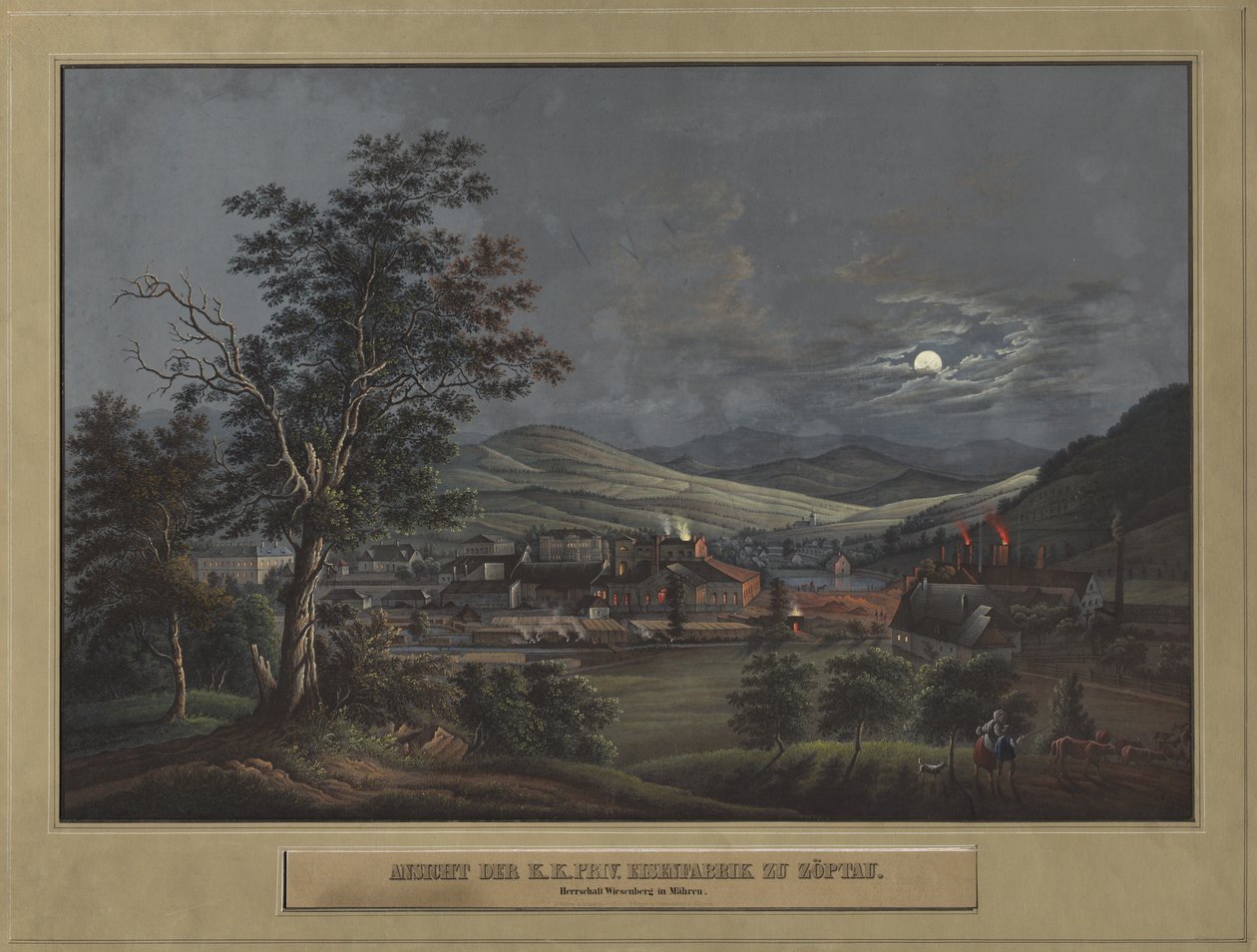 View of the K. K. Private Iron Factory in Zöptau by Carl Julius Rieden
