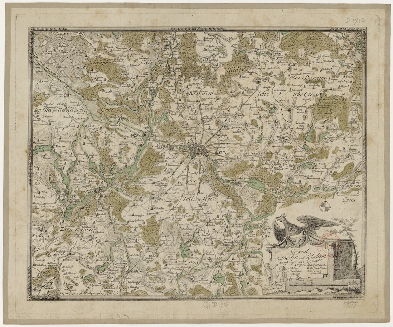 Landscape near Berlin and Potsdam (colored) - Oesfeld 1778 by Carl Ludwig von Oesfeld