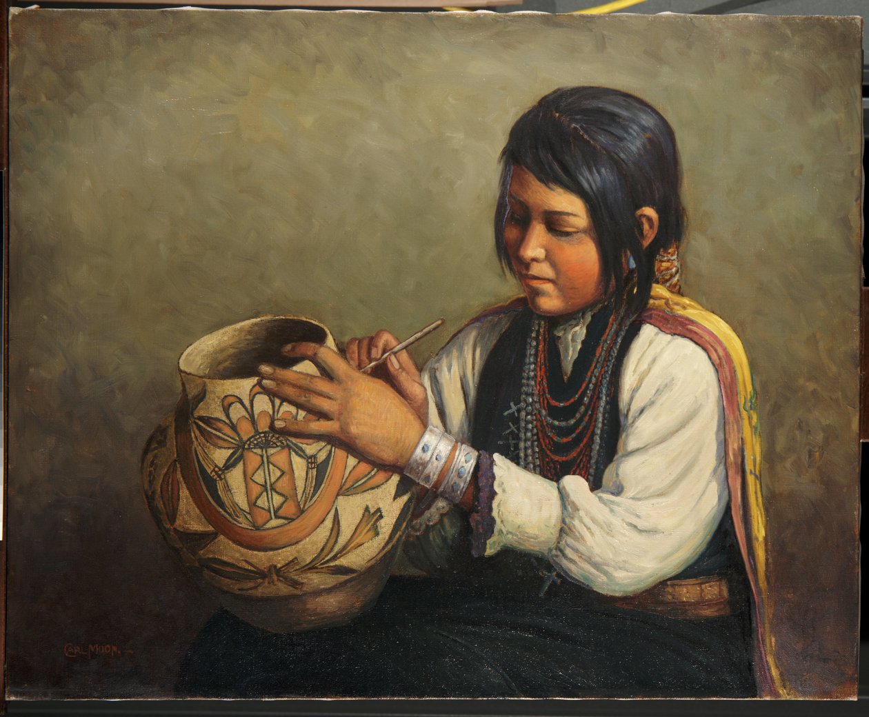 Isleta Pottery Maker, Pueblo of Isleta, New Mexico by Carl Moon