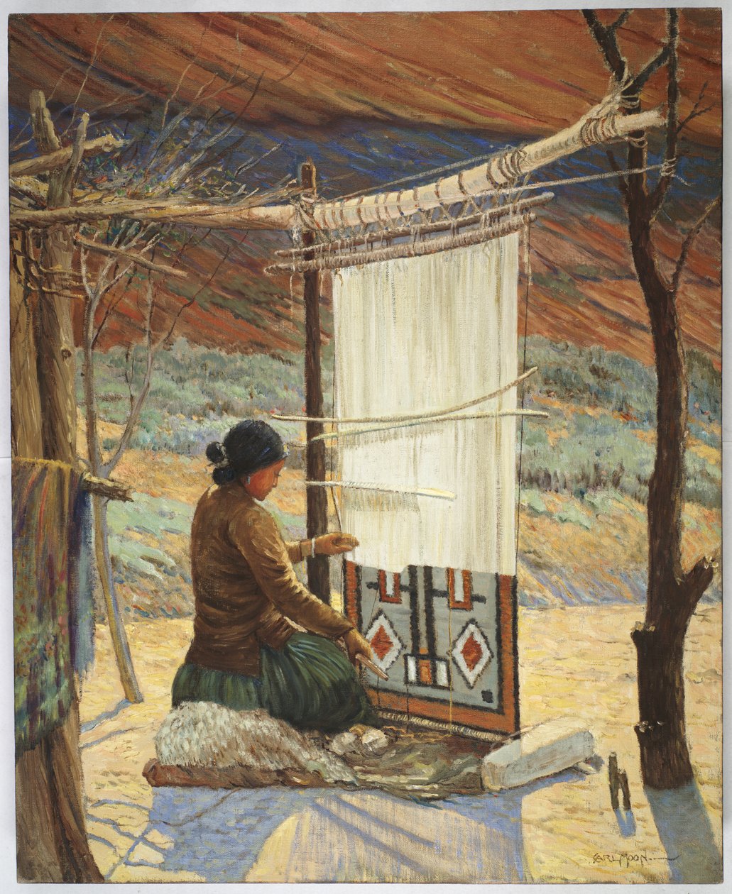 Navaho Weaver, Canyon de Chelly, Navaho Reserve by Carl Moon