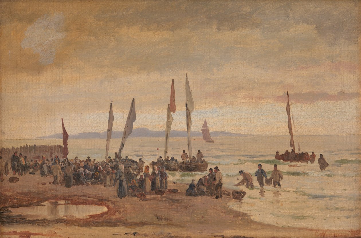 Returning Fishermen Received at Hornbæk Beach by Carl Neumann