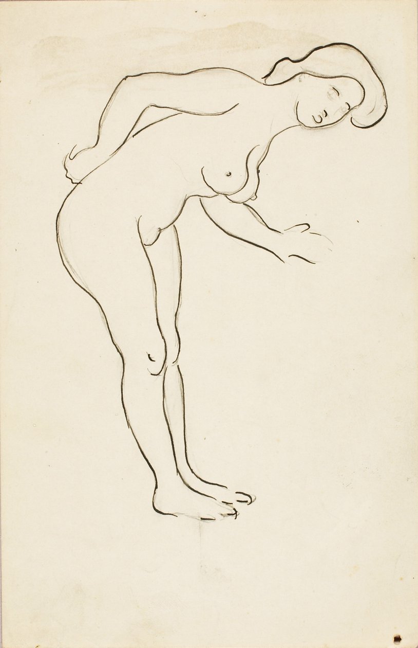 Female Nude Leaning Over by Carl Newman