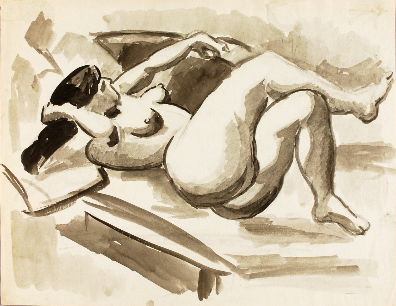 Reclining Female Nude with Legs Crossed by Carl Newman