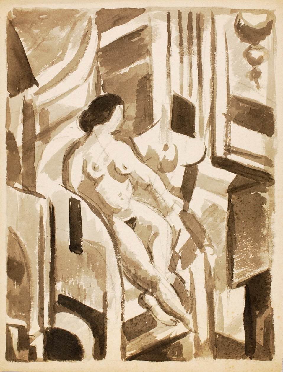 Seated Female Nude by Carl Newman