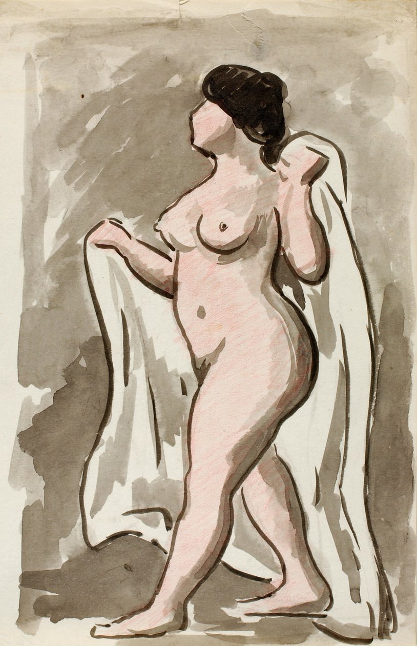 Standing Female Nude with Drape by Carl Newman