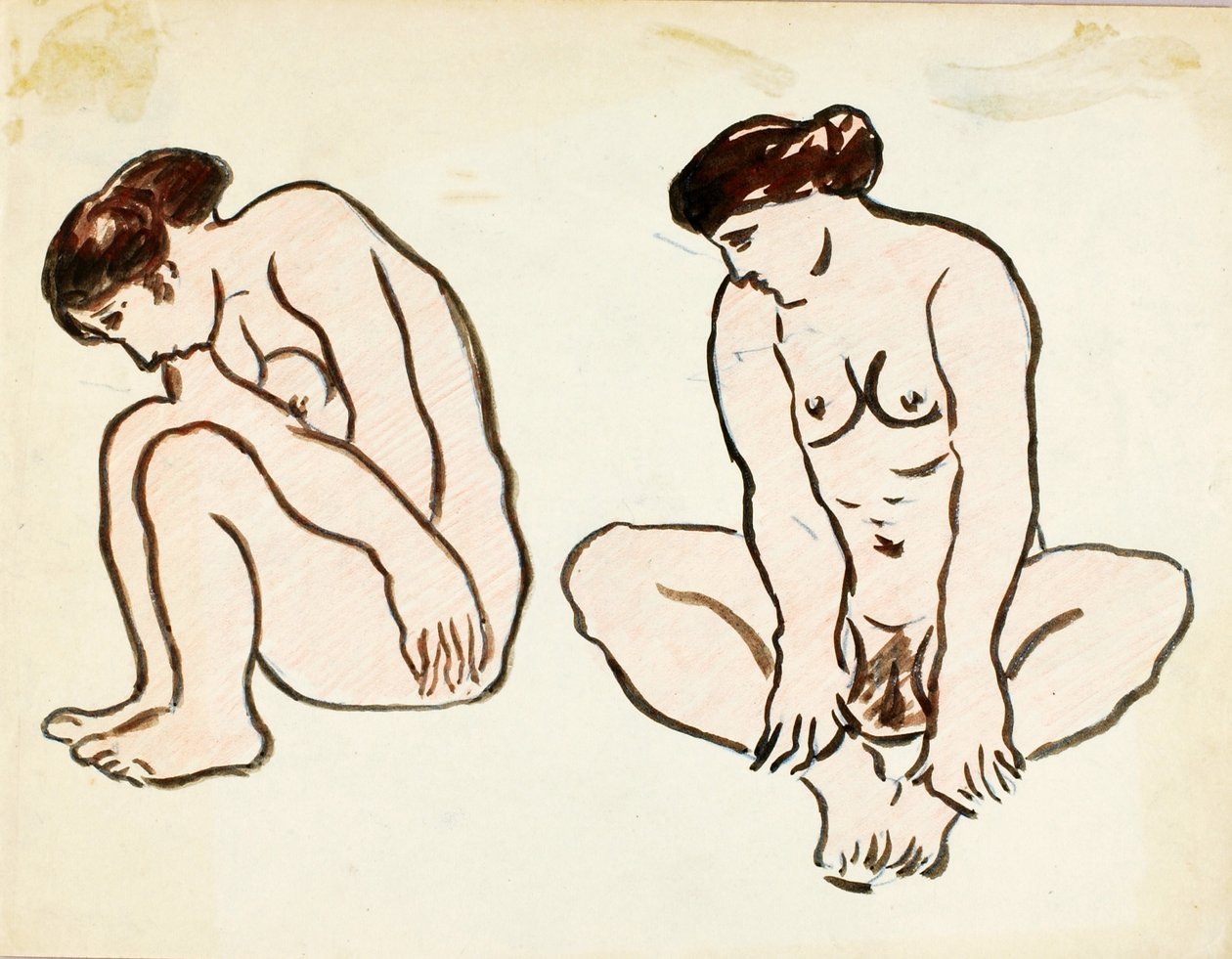 Two Female Nudes, Sitting by Carl Newman