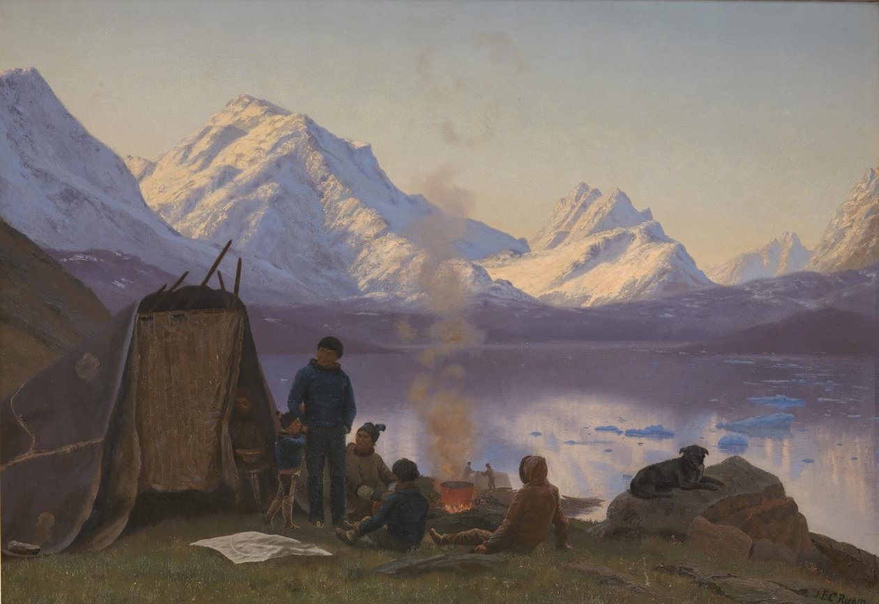 A Greenland Settlement by a Fjord. Summer by Carl Rasmussen