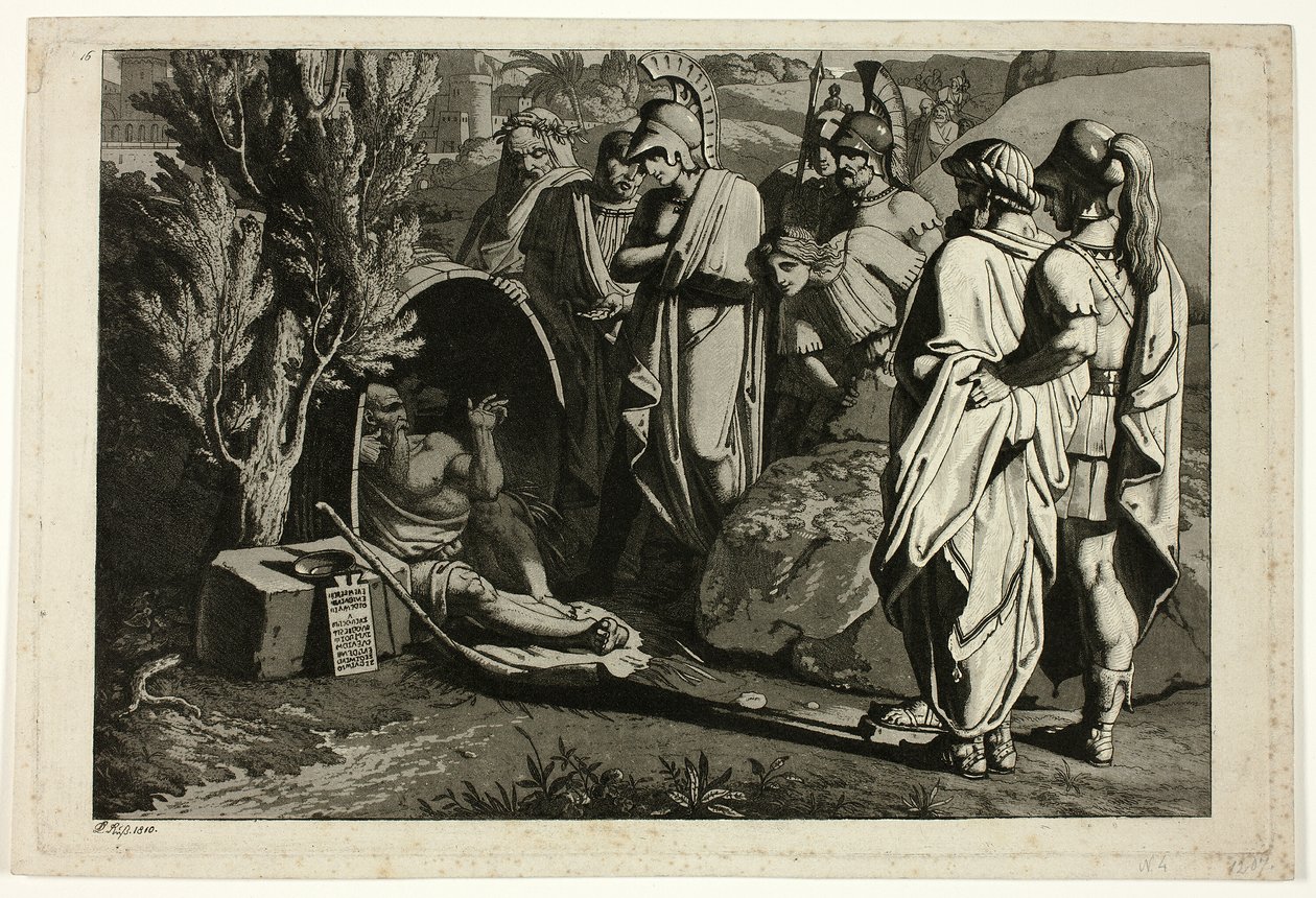 Diogenes in His Tub with Alexander and His Generals by Carl Russ