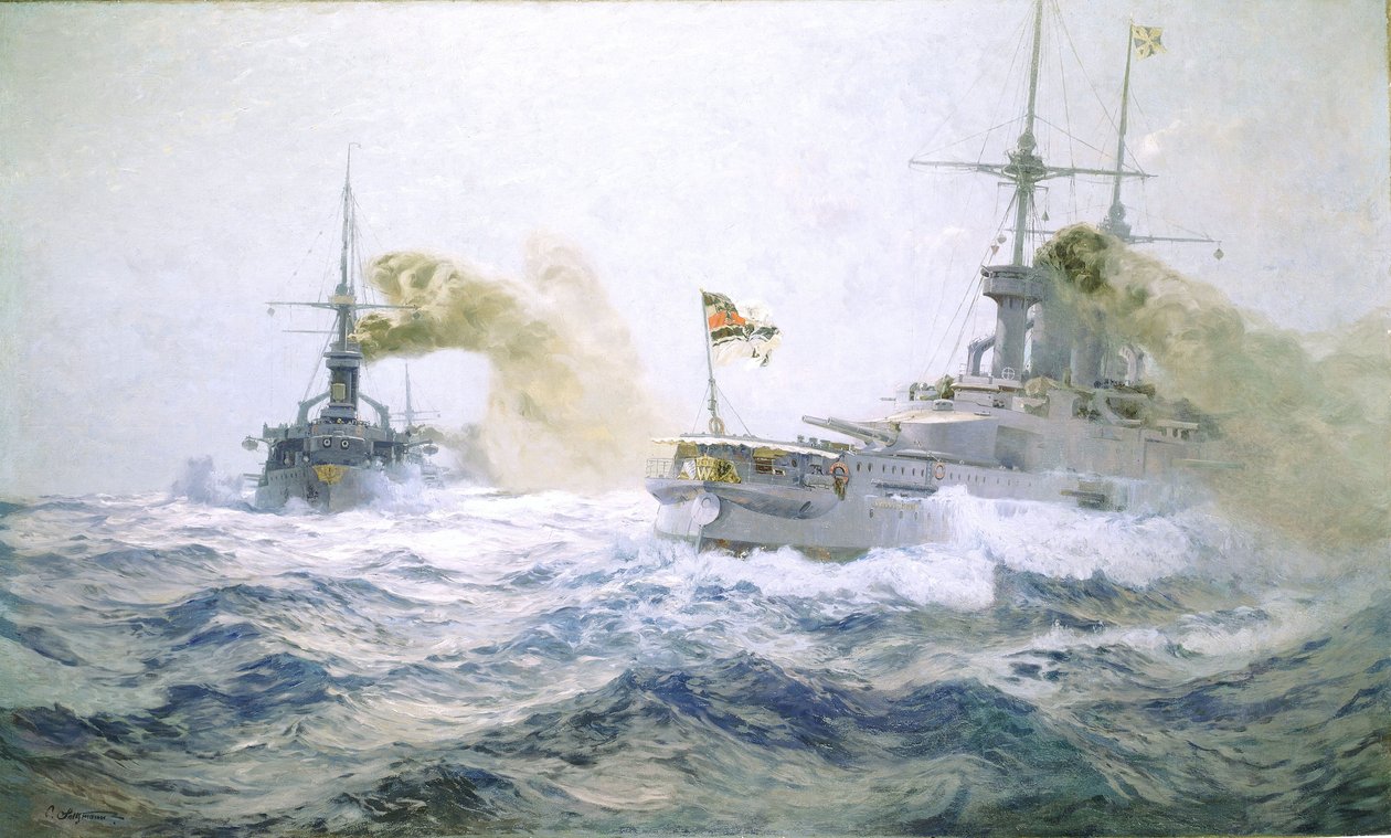 German Fleet Manoeuvres on the High Seas, c.1900 by Carl Saltzmann
