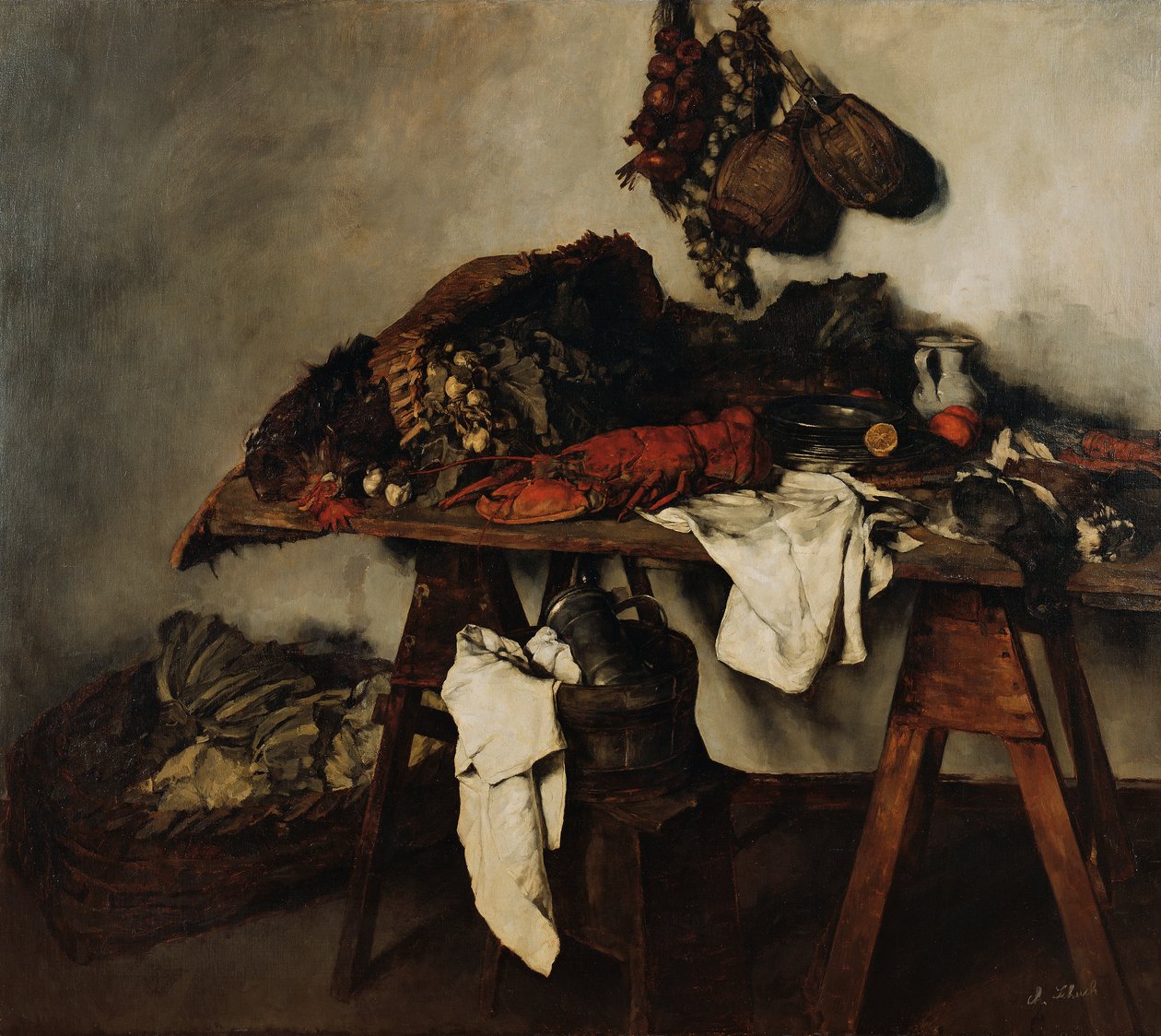 Large Kitchen Still Life by Carl Schuch