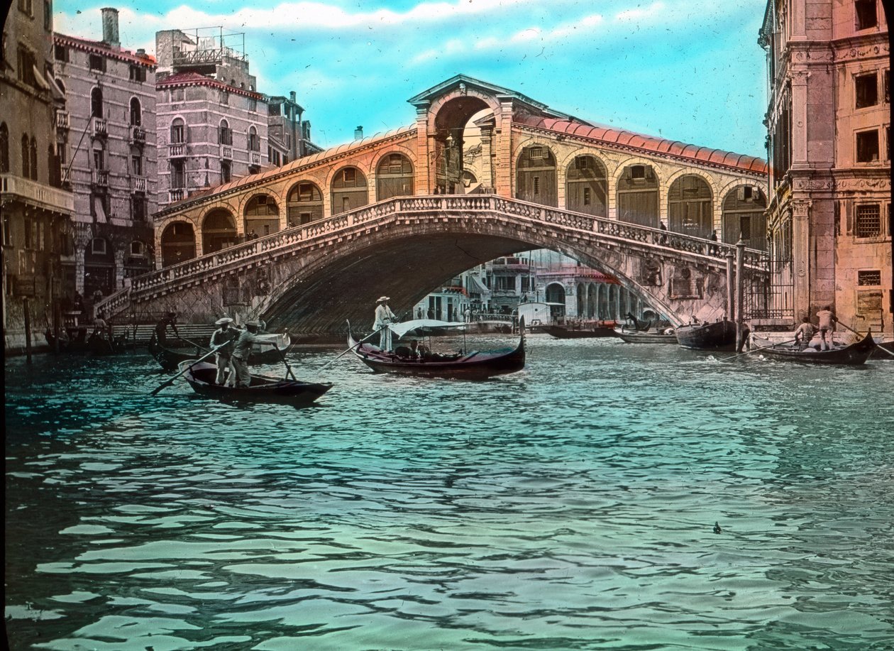 Rialto Bridge and Grand Canal, Venice, Italy, circa 1910. Carl Simon Archive by Carl Simon
