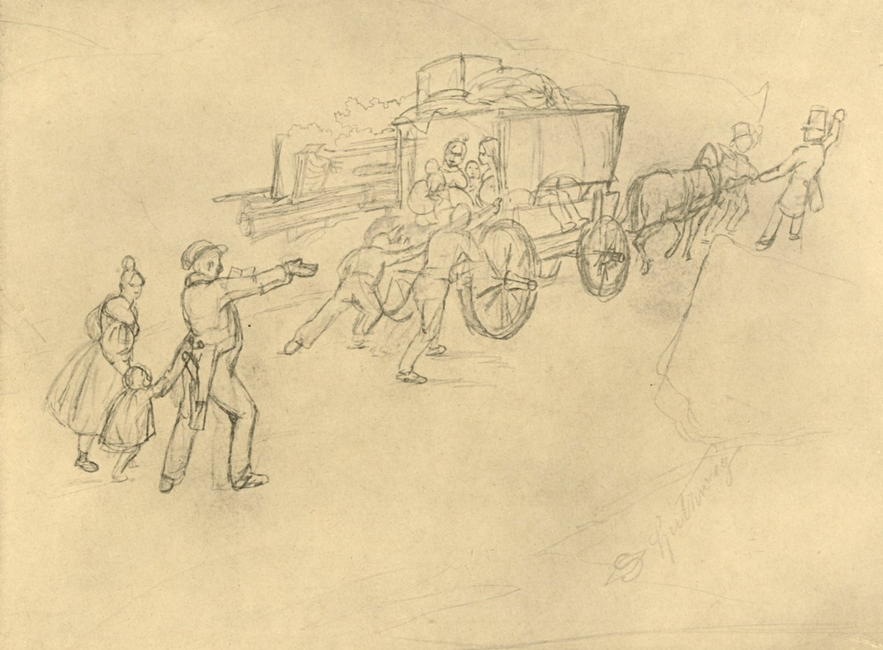 The Thespian Cart Actors on the Road, mid-late 19th century by Carl Spitzweg
