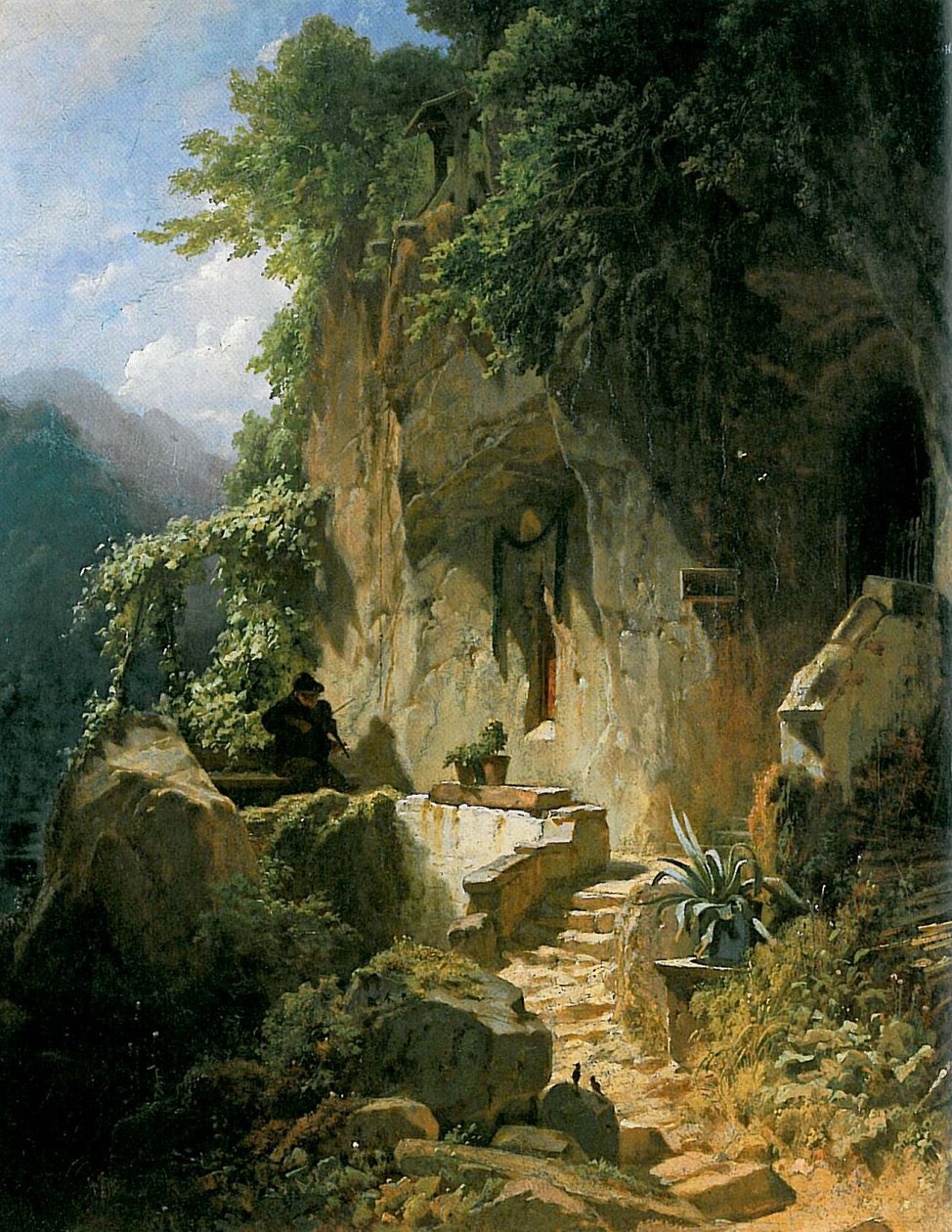 Musical Hermit in Front of His Rock Hermitage by Carl Spitzweg