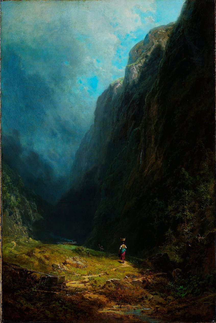 In the Alpine High Valley Landscape with Mt Wendelstein by Carl Spitzweg