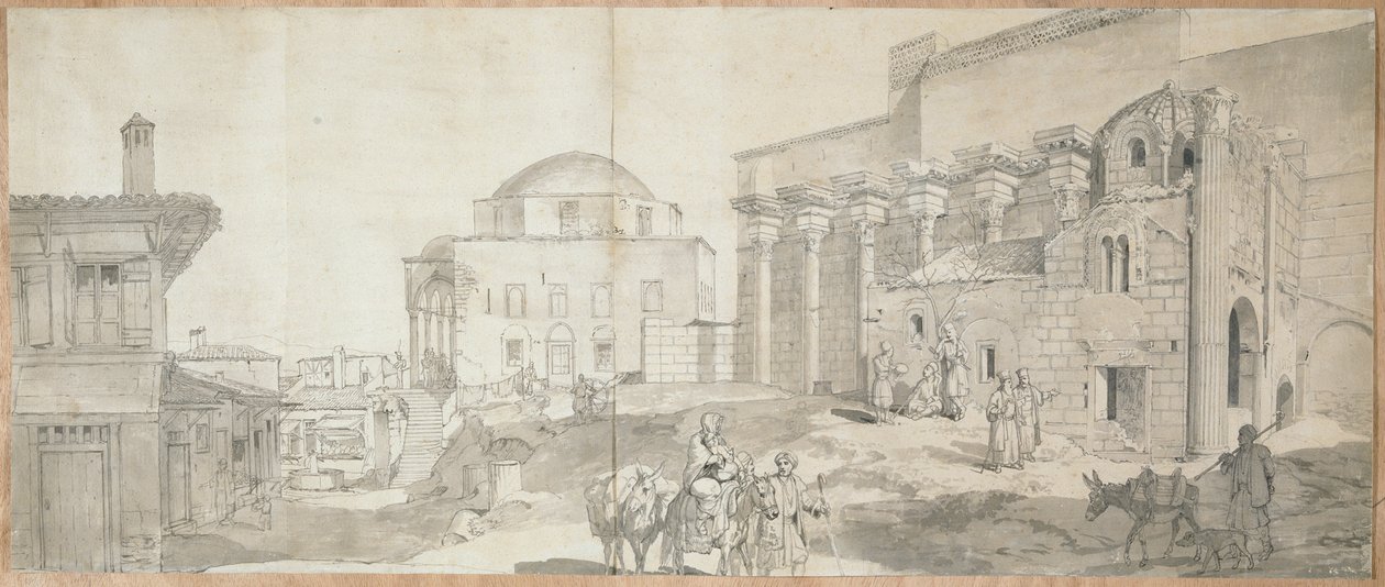 The Library of Hadrian and the Great Mosque in Athens by Carl Wilhelm Freiherr von Heideck