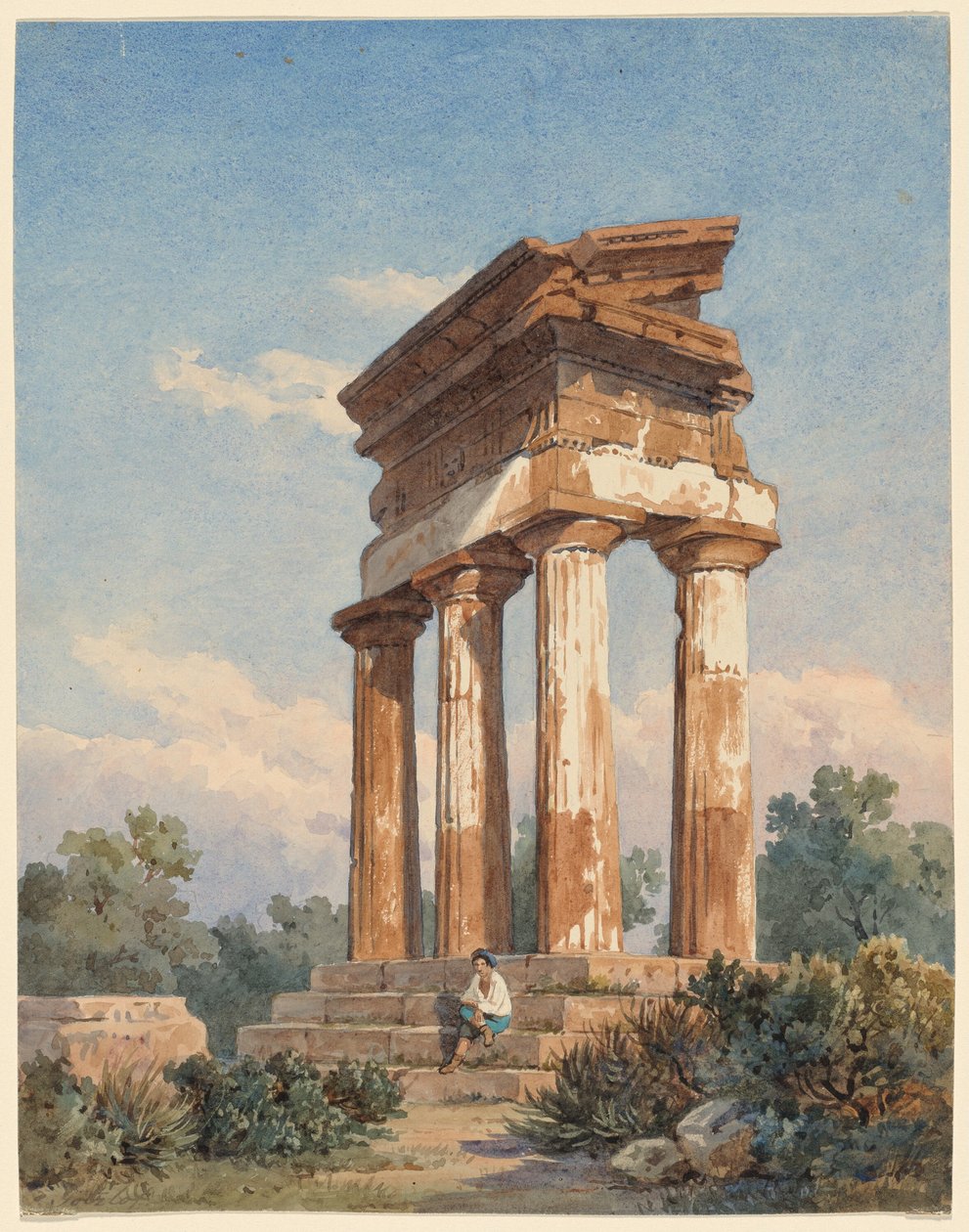 A Temple Ruin in Agrigento by Carl Wilhelm Götzloff