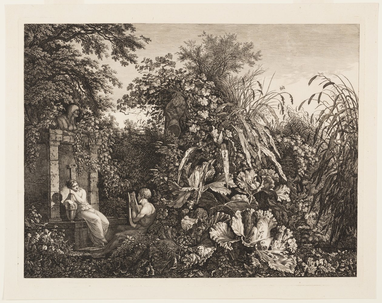 Youth Playing a Lyre to a Maiden by a Fountain by Carl Wilhelm Kolbe, the elder