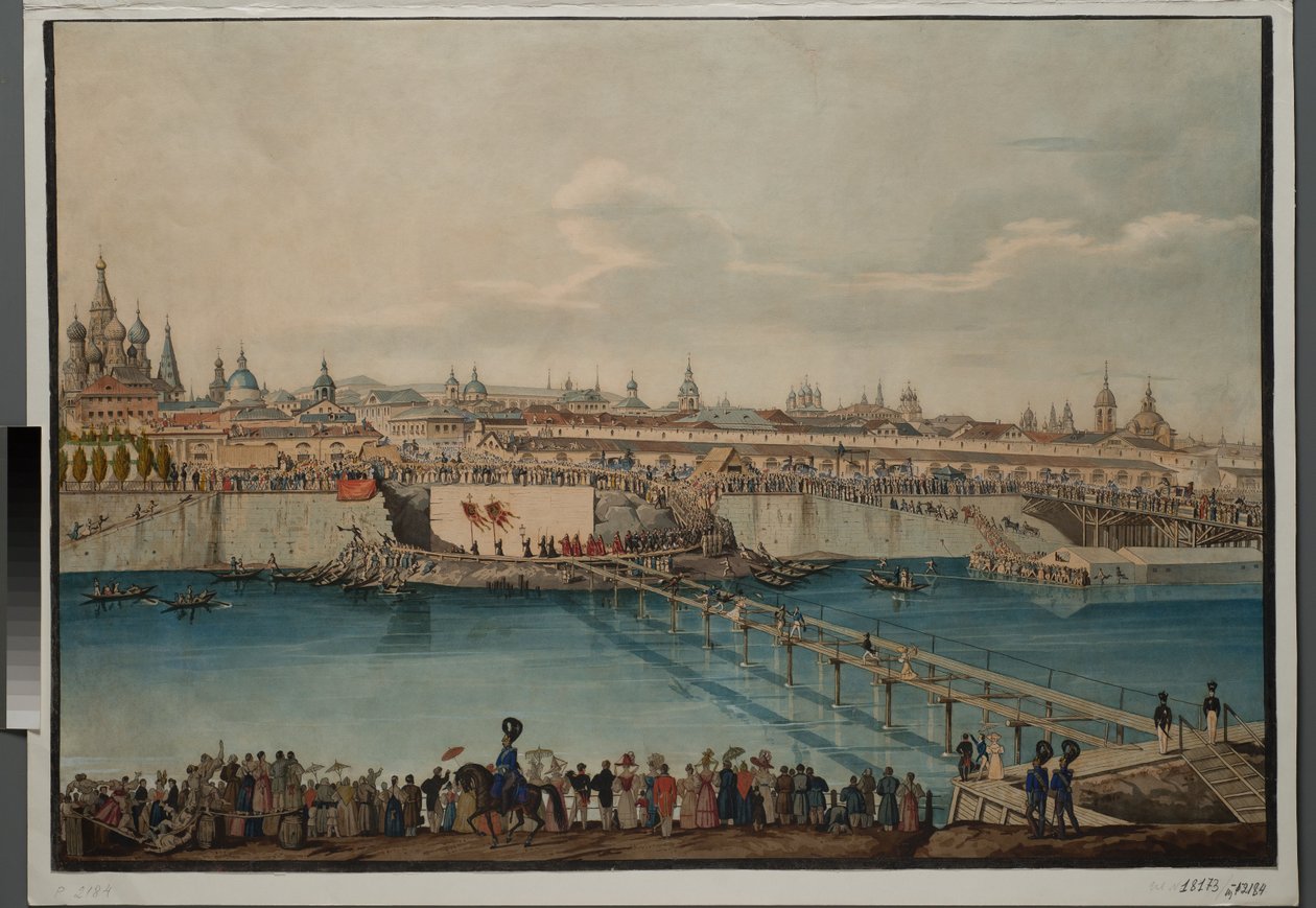 Cornerstone Laying Ceremony for the Moskvoretsky Bridge in Moscow, 1830 by Carl von Hampeln